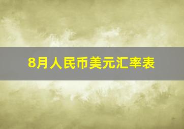 8月人民币美元汇率表