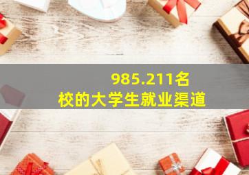 985.211名校的大学生就业渠道