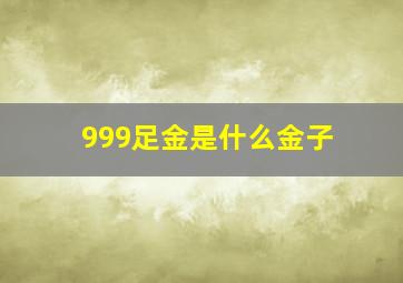 999足金是什么金子