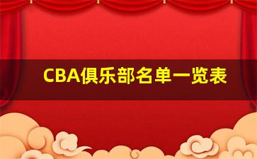 CBA俱乐部名单一览表