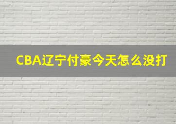 CBA辽宁付豪今天怎么没打