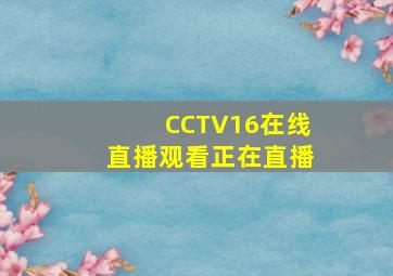 CCTV16在线直播观看正在直播