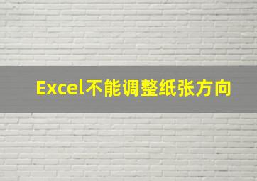 Excel不能调整纸张方向