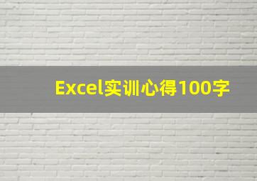 Excel实训心得100字