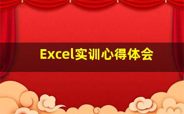 Excel实训心得体会