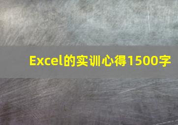 Excel的实训心得1500字