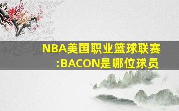 NBA美国职业篮球联赛:BACON是哪位球员