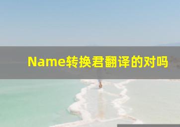 Name转换君翻译的对吗