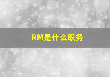 RM是什么职务