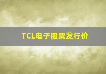 TCL电子股票发行价