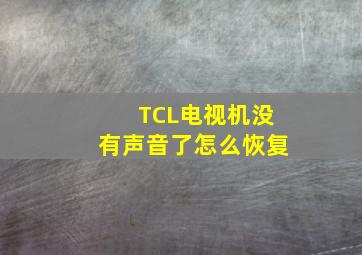 TCL电视机没有声音了怎么恢复