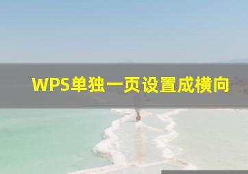 WPS单独一页设置成横向