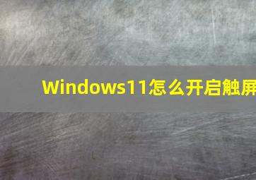 Windows11怎么开启触屏