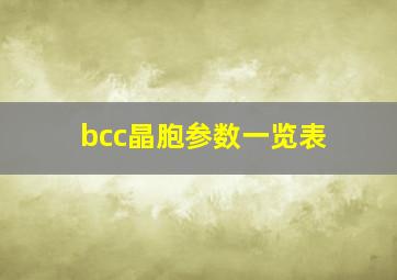 bcc晶胞参数一览表