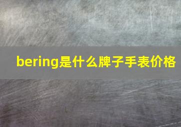 bering是什么牌子手表价格