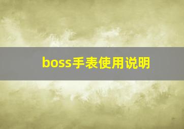 boss手表使用说明