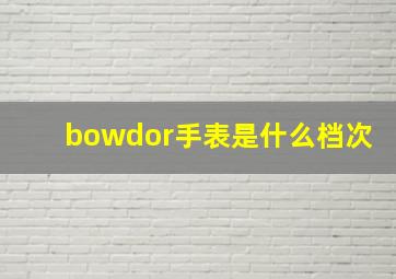 bowdor手表是什么档次