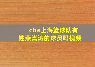 cba上海篮球队有姓燕嵩涛的球员吗视频