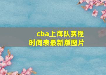 cba上海队赛程时间表最新版图片