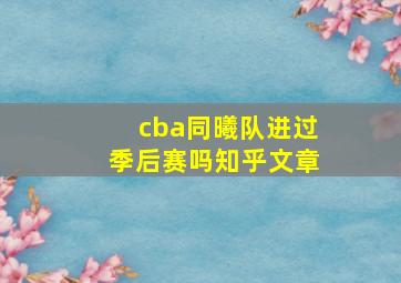 cba同曦队进过季后赛吗知乎文章