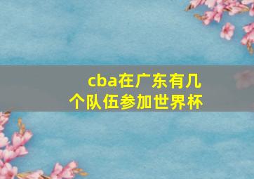 cba在广东有几个队伍参加世界杯