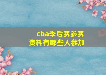 cba季后赛参赛资料有哪些人参加