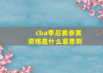 cba季后赛参赛资格是什么意思啊