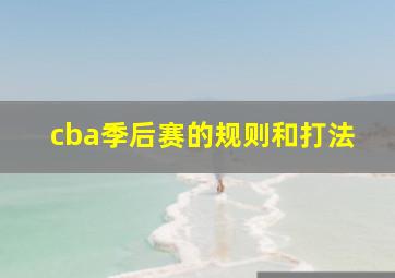 cba季后赛的规则和打法