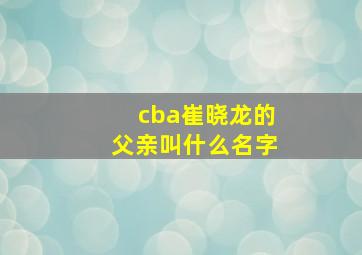 cba崔晓龙的父亲叫什么名字