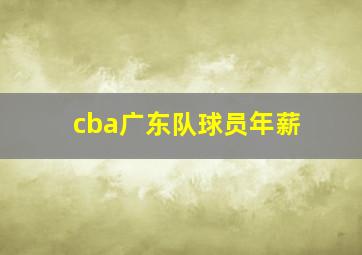 cba广东队球员年薪