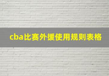 cba比赛外援使用规则表格