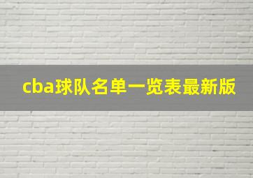 cba球队名单一览表最新版