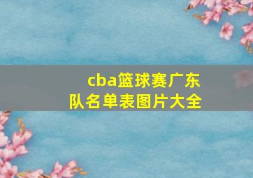 cba篮球赛广东队名单表图片大全