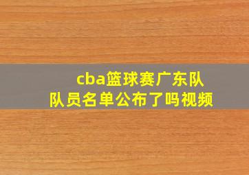 cba篮球赛广东队队员名单公布了吗视频