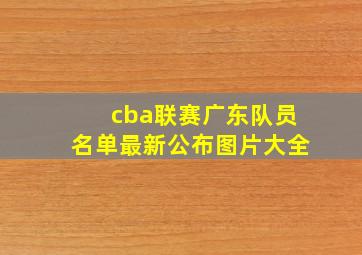 cba联赛广东队员名单最新公布图片大全