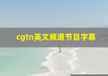 cgtn英文频道节目字幕