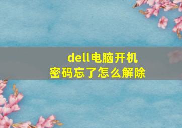 dell电脑开机密码忘了怎么解除