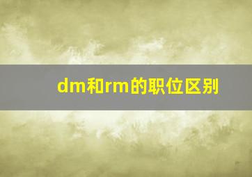 dm和rm的职位区别