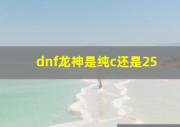 dnf龙神是纯c还是25