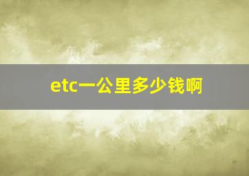 etc一公里多少钱啊