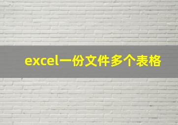 excel一份文件多个表格