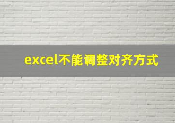 excel不能调整对齐方式