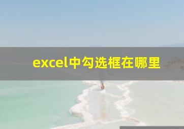 excel中勾选框在哪里