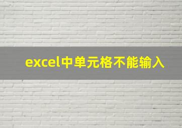 excel中单元格不能输入