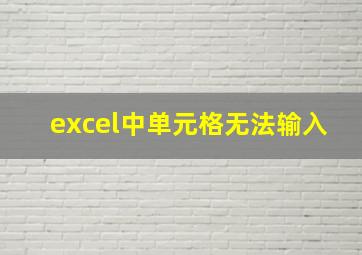 excel中单元格无法输入