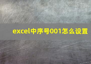 excel中序号001怎么设置