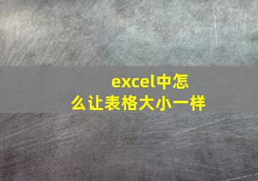 excel中怎么让表格大小一样