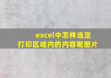 excel中怎样选定打印区域内的内容呢图片