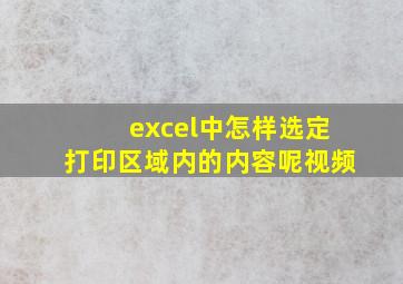 excel中怎样选定打印区域内的内容呢视频