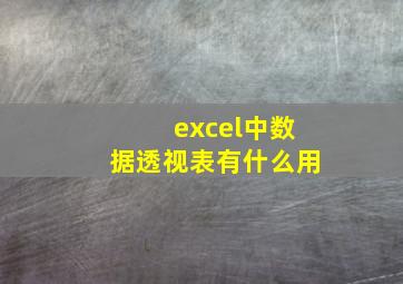 excel中数据透视表有什么用